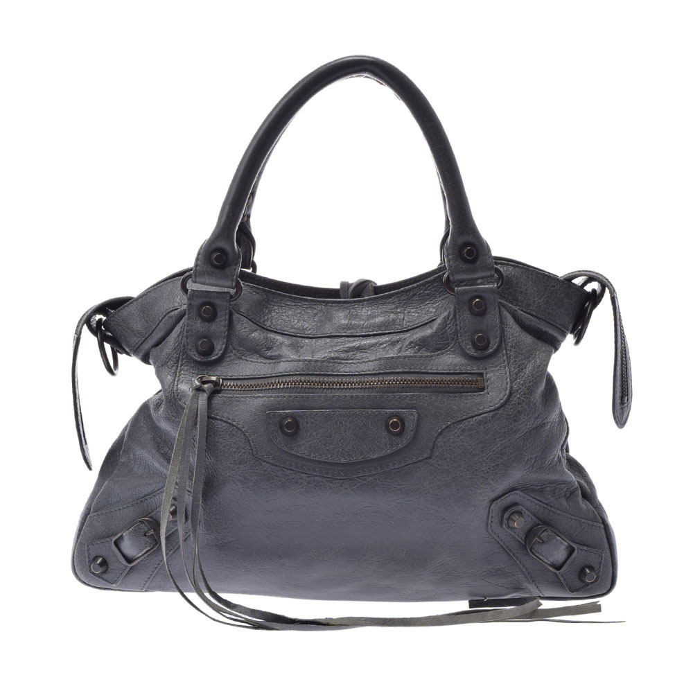 BALENCIAGA The Town Gray Lambskin Handbag